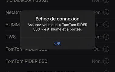 Échec de connexion Bluetooth TomTom